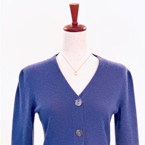 🌹Jones NY Collection, 100% Cashmere V-neck Cardigan, Size Small, Blue